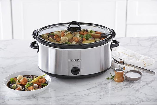 Crock-Pot 7 Quart Oval Manual Slow Cooker, Stainless Steel (SCV700-S-BR), Versatile Cookware for Large Families or Entertaining